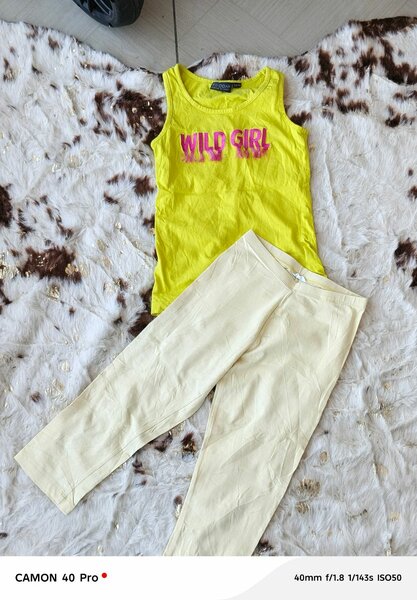 Ensemble fille jaune et rose