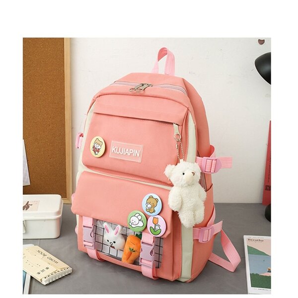 SPACIOUS STUDENT BACKPACK-PINK