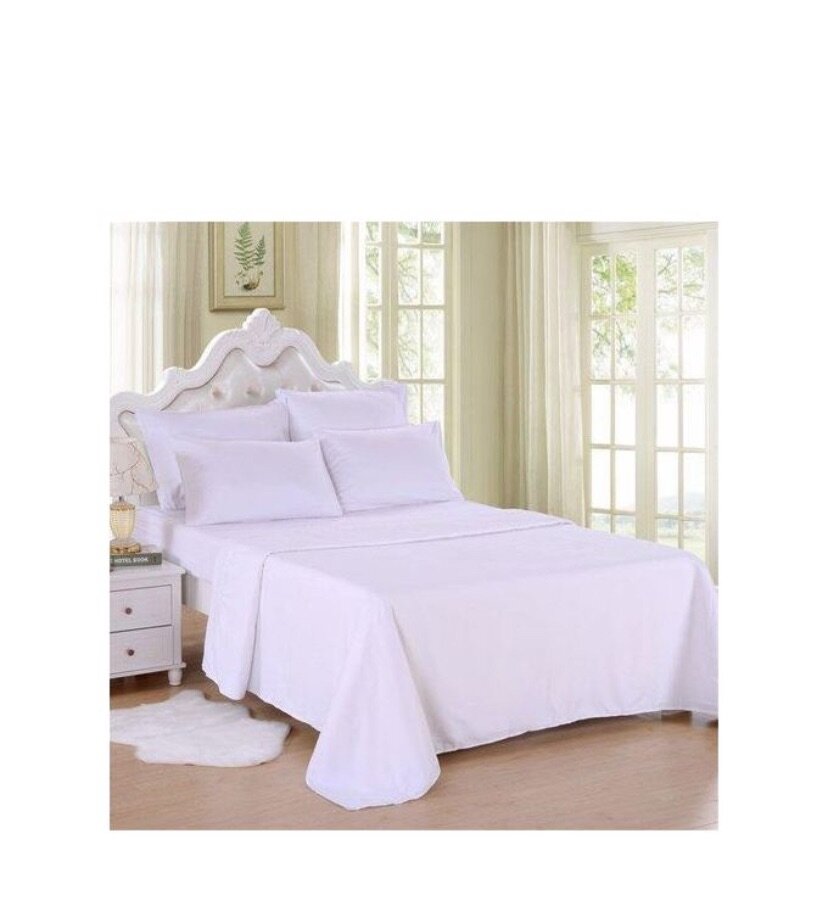 4 Piece King Size Bedsheet Set - White