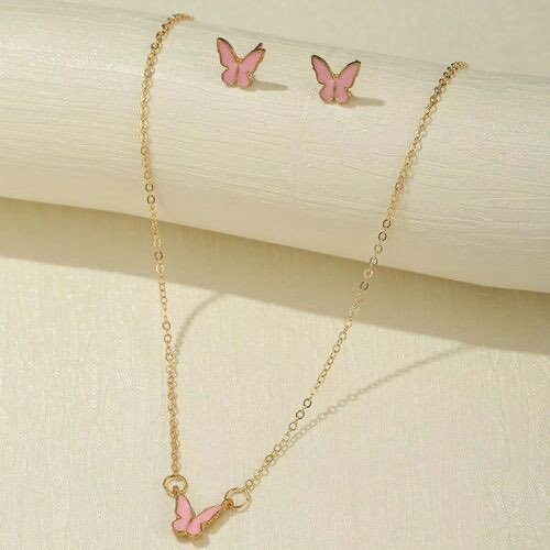 Simple Exquisite Sweet Butterfly Earrings Necklace