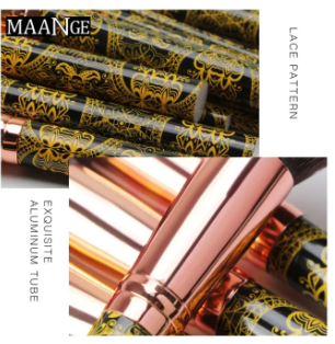 MAANGE 15pcs Professional Makeup Brushes Set Kit Foundation Blush Lip Eyeliner Eye Shadow Face Powder Brush Set For Cosmetic