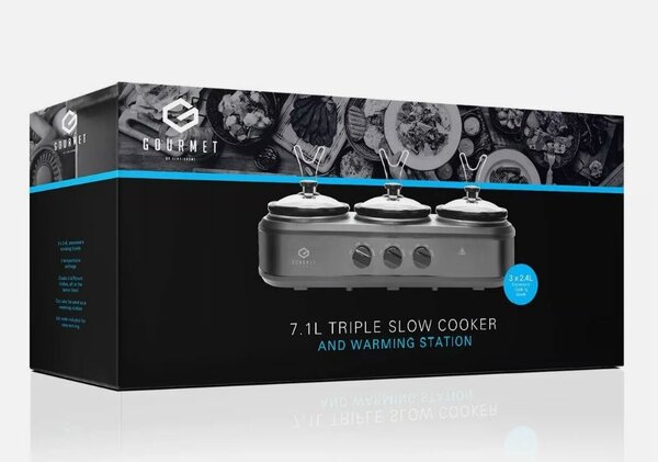 Gourmet 7.1L Triple Slow Cooker. (UK Brand)