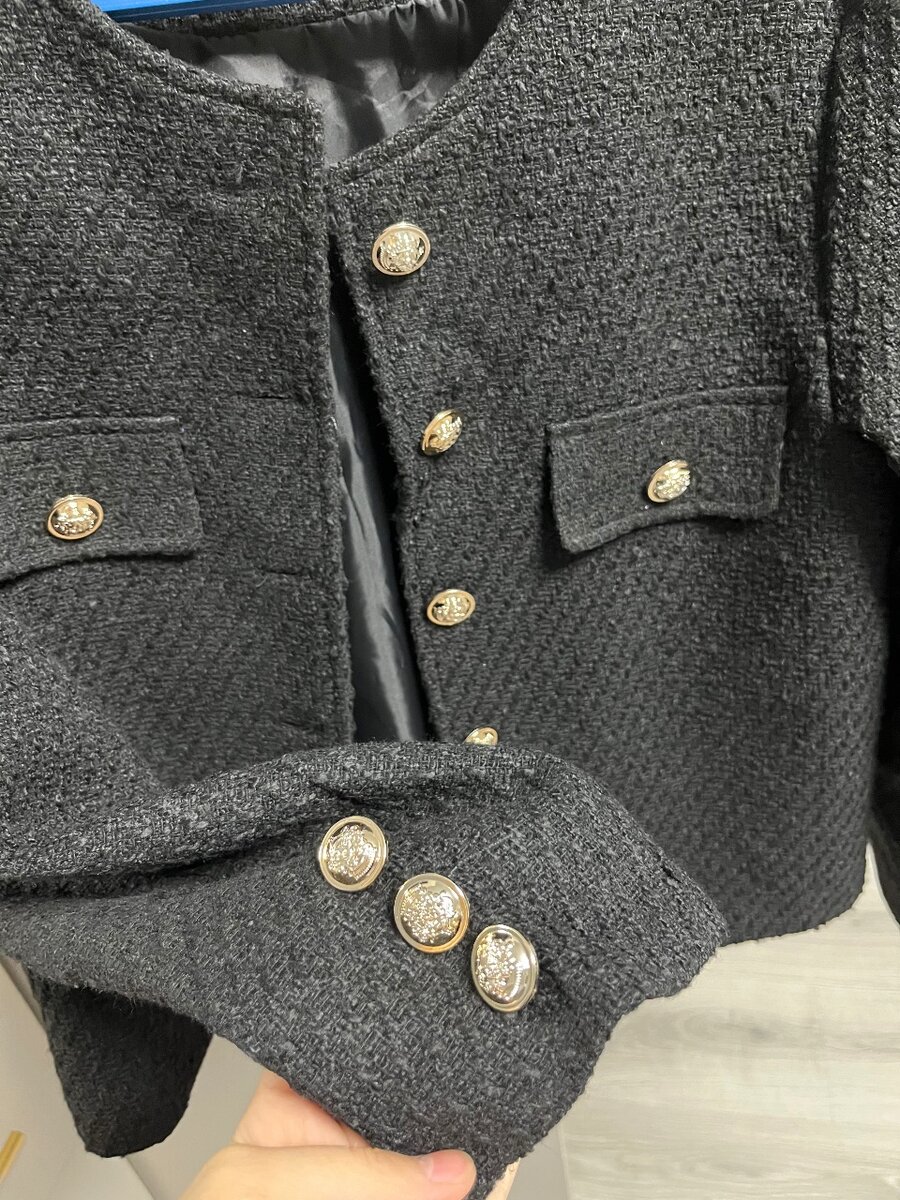 Твидовый черный пиджак