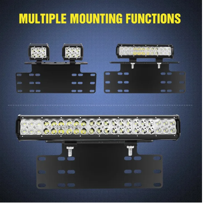 Universal Bar Light Stand With License Plate Holder For Jeeps & Cars