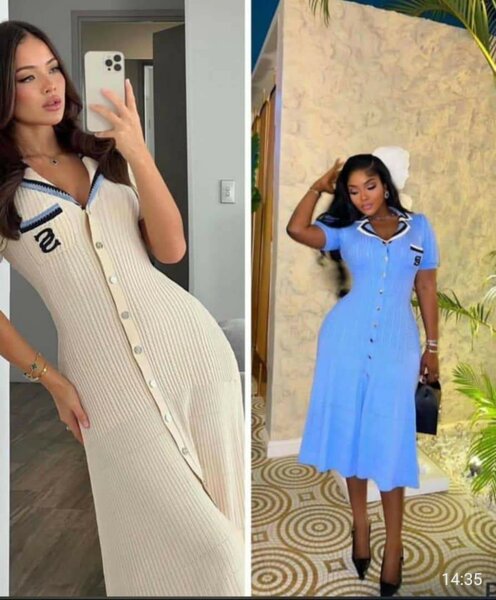 Très belle robe en coton S M L XL XXL noir blanc bleu marron