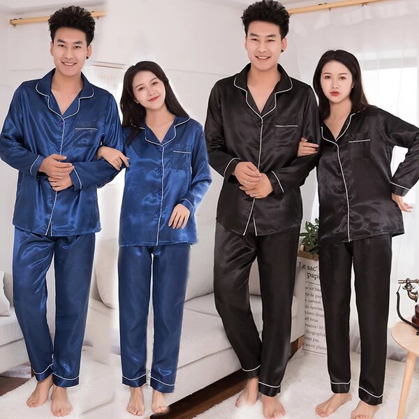Long PREMIUM SILK PAJAMAS - Men , Women Sleep / Lounge Wear