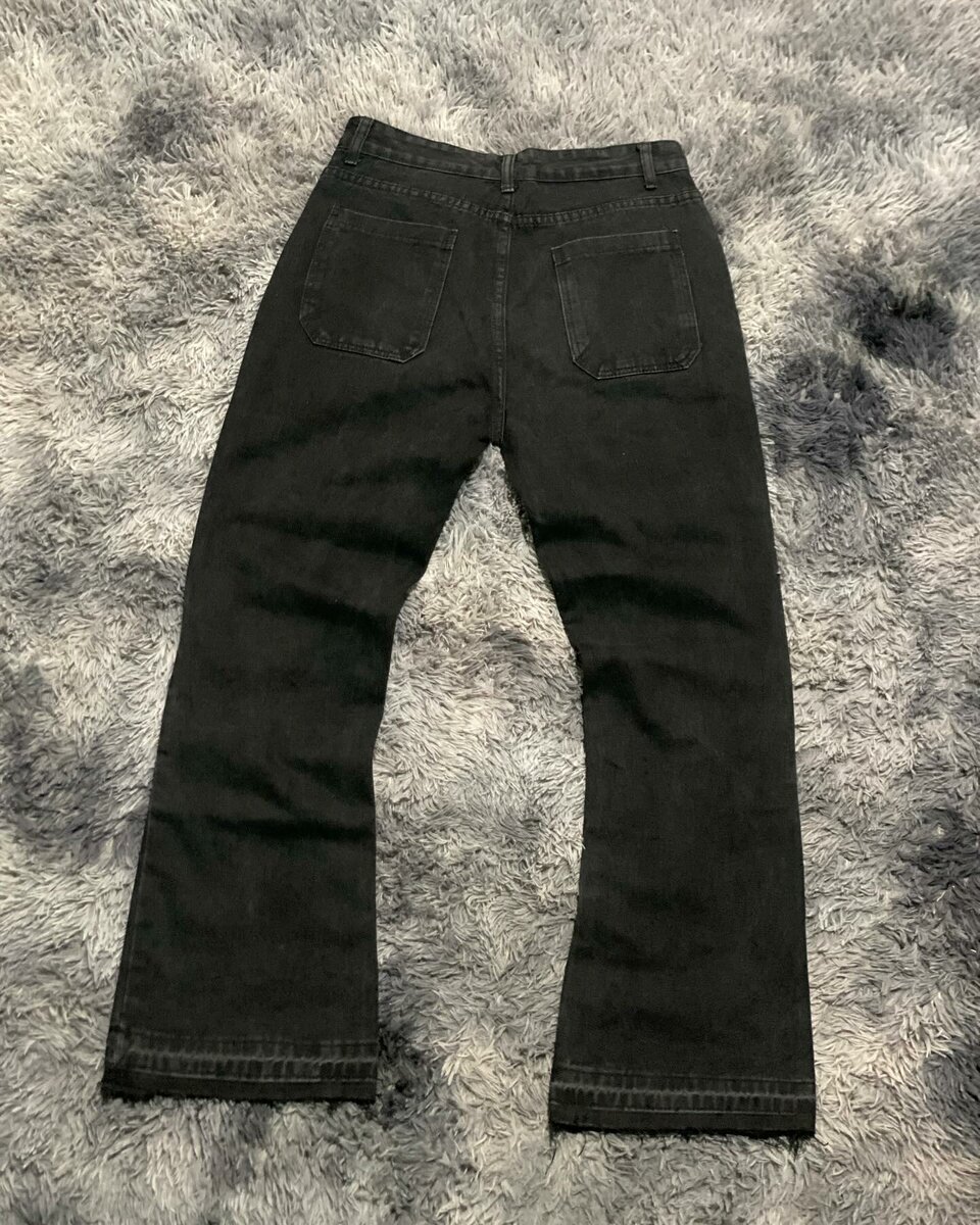 Double knee acid washed flared jeans
