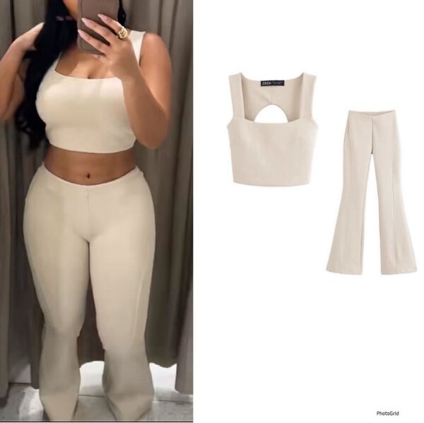 Ensemble crop top et pantalon chic