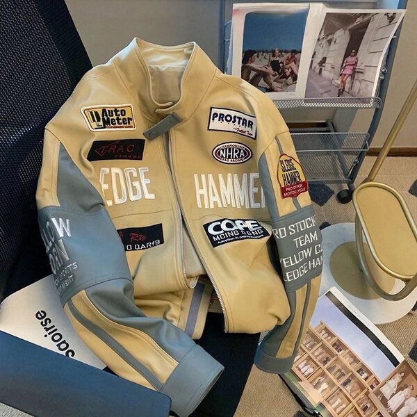 Hokigawa letter patchwork woman pi jacket