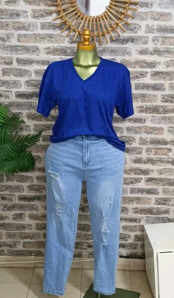 T-shirt bleu décontracté