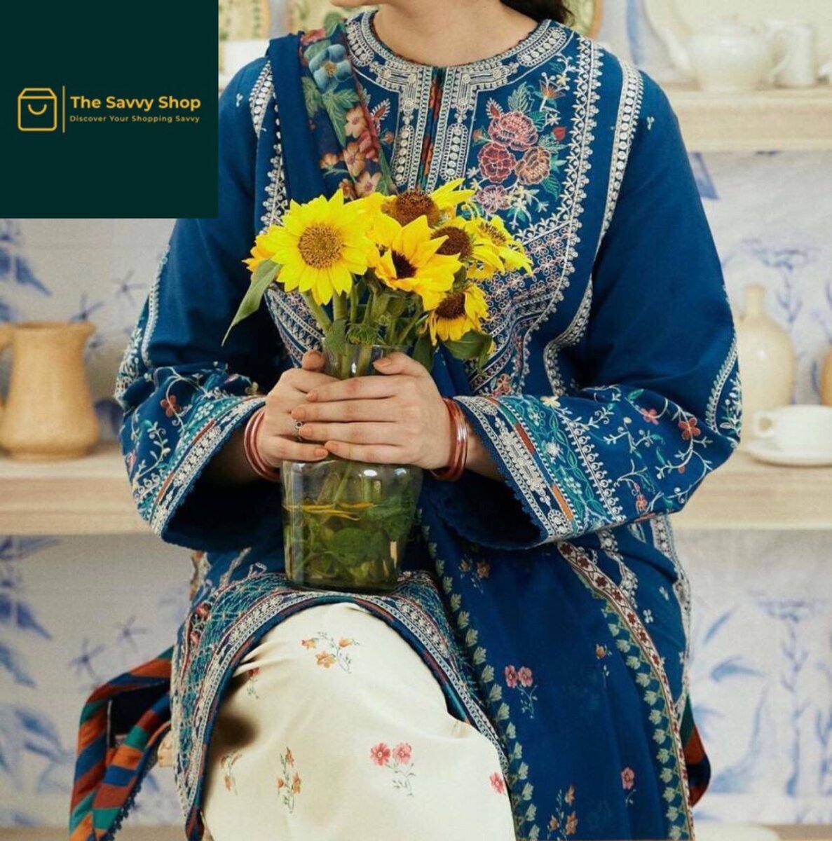 Women unstitched embroidered suit