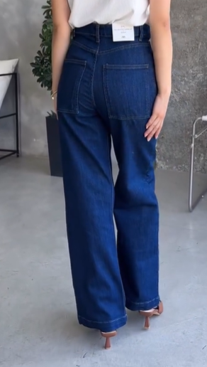 Стильные эффектные прямые джинсы от ZARA темно синие