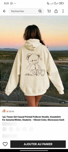 Sweat à capuche ours fille