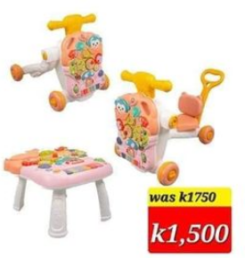 orange multipurpose toy (table, bicycle)