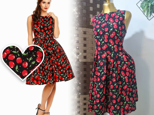 Robe rétro cerises femme