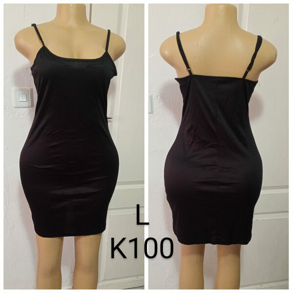 Women's Black Short Dress with straps, size L