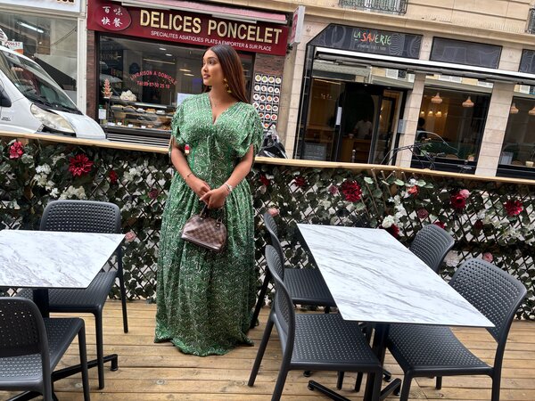 Robe longue verte élégante