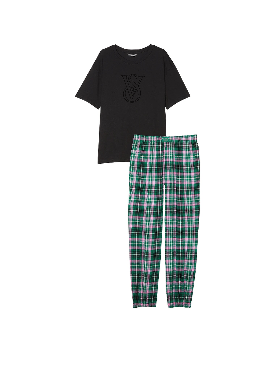 Victorias Secret Flannel Jogger Tee-Jama Set