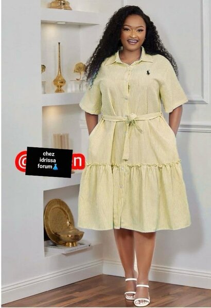 Robe chemise ceinturée femme