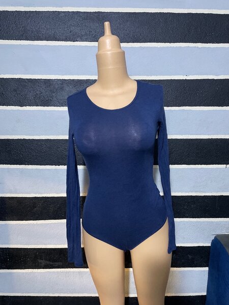 Body bleu manches longues