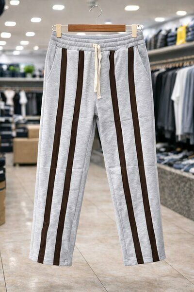 Pantalon rayures marron homme