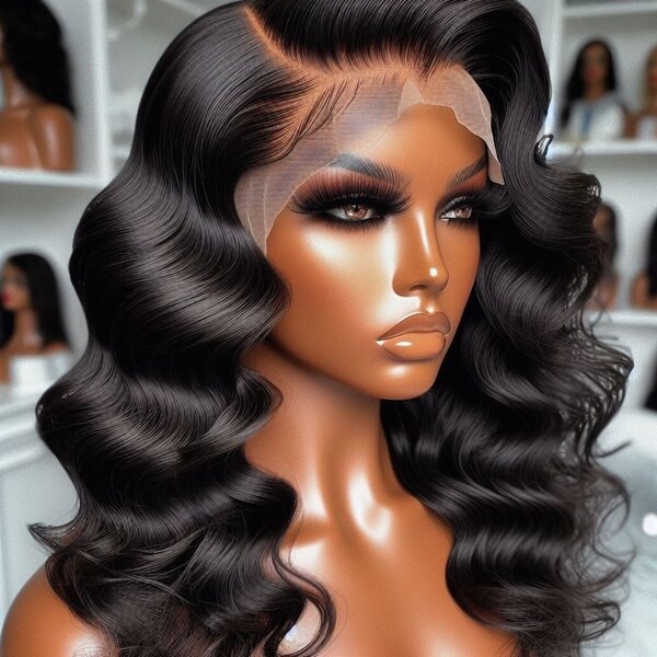 Perruque en dentelle ondulée