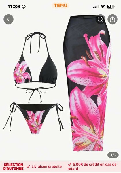 Ensemble Bikini et Jupe Fleurie