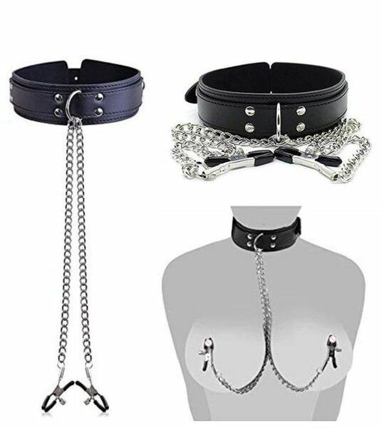 Collier BDSM avec Pinces