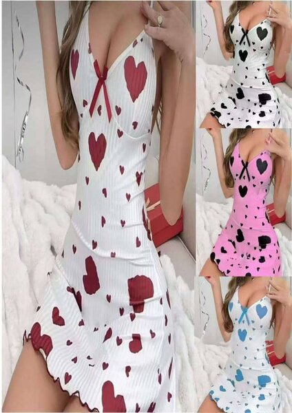 Robe nuisette à cœurs colorés