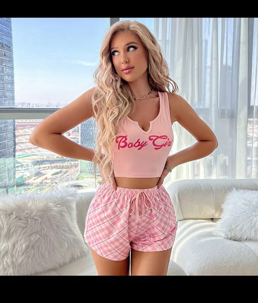 pink top and shorts set