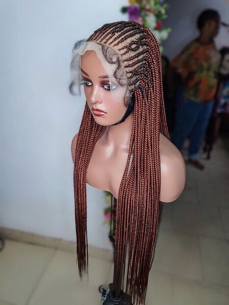 Box braid wig, cornrow braided wig