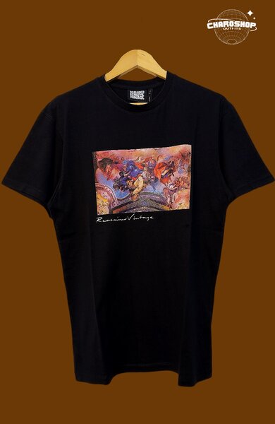 T-shirt noire vintage imprimée