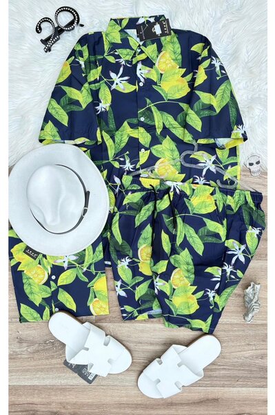 Ensemble chemise et short tropical