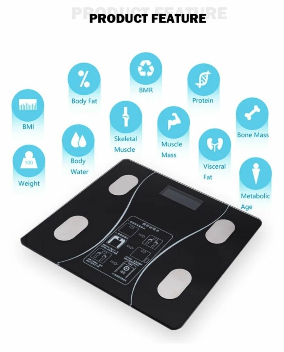 180KG BLUETOOTH DIGITAL BMI WEIGHT SCALE WITH BODY FAT ANALY