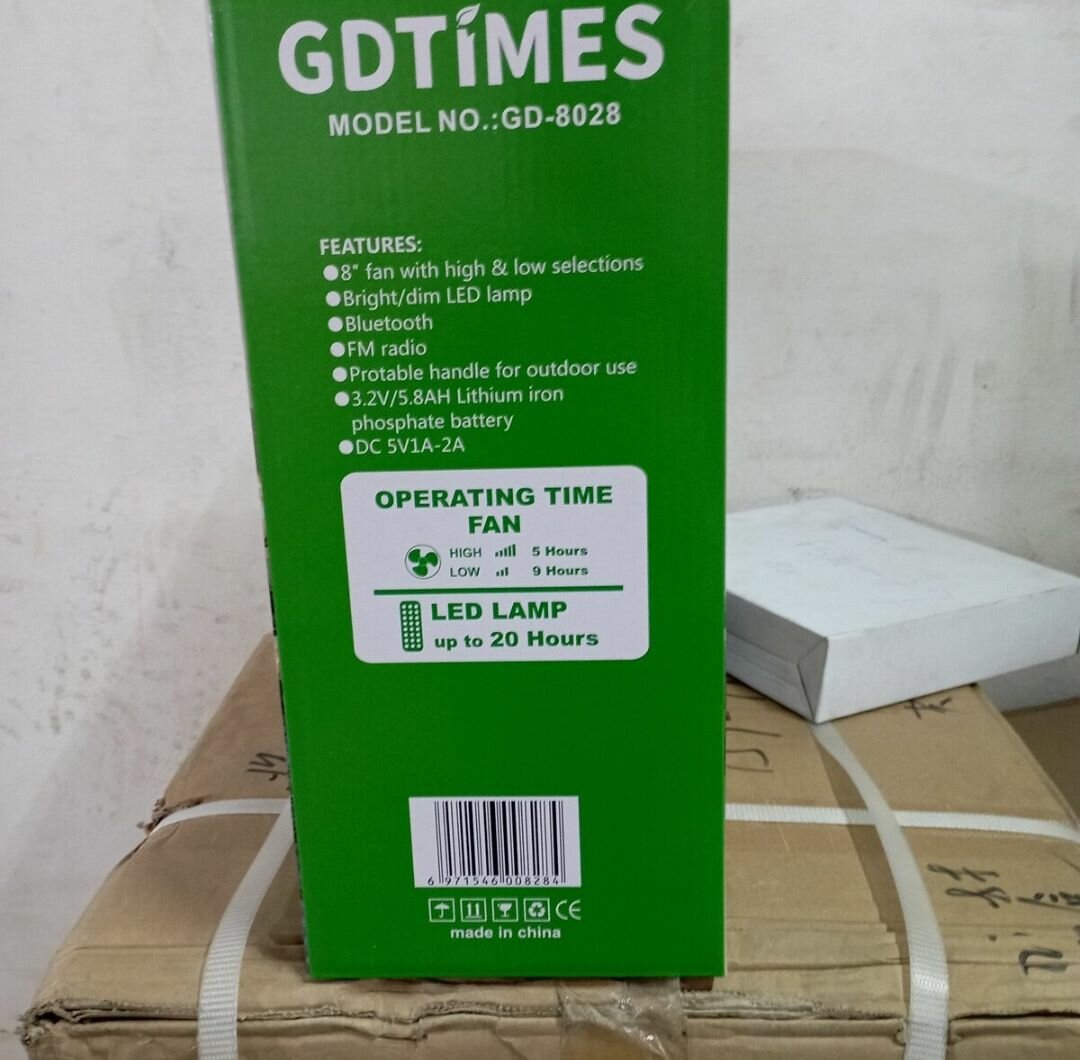 Solar rechargable fan with led light