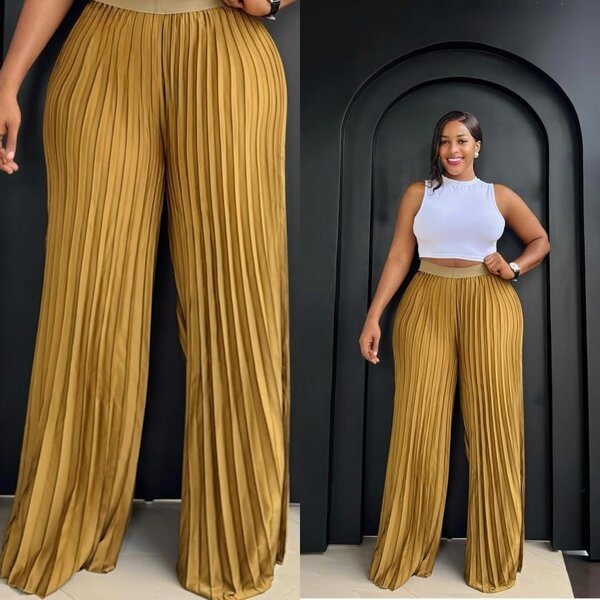 Pantalon plissé ample femme