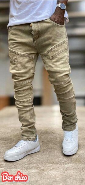 Jeans cargo beige homme