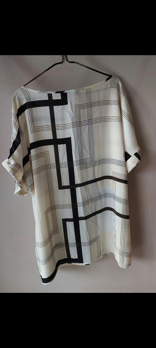 Off-White Blouse with Black Detail