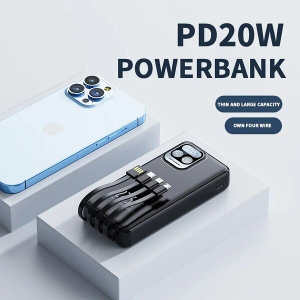 Powerbank 20000mAh 4 câbles