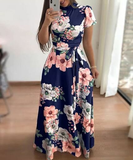 Fashion Ladies Casual Dinner Gowns - Blue