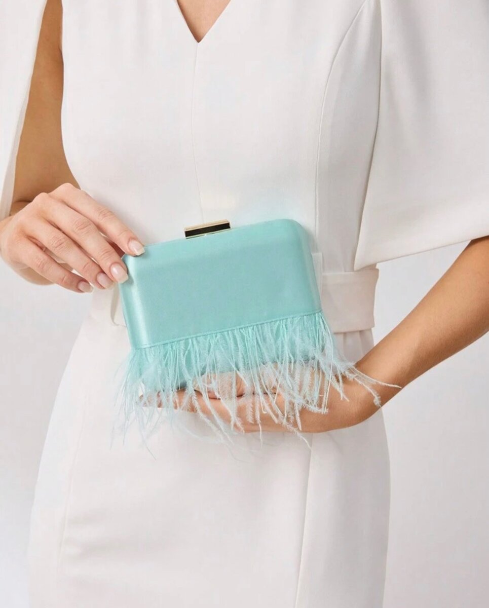 Premium patchwork feather clutch