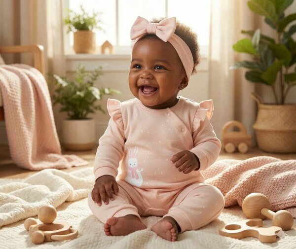 Pyjama bébé saumon doux