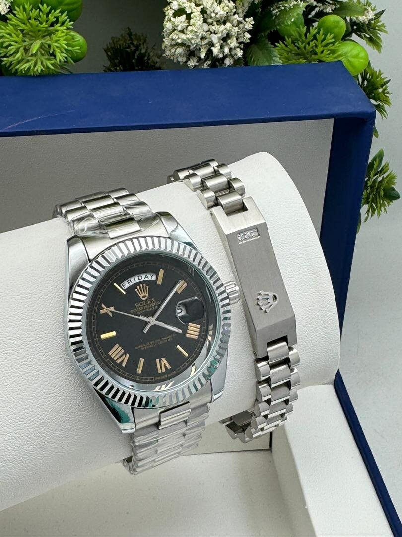 Silver Rolex Set for men