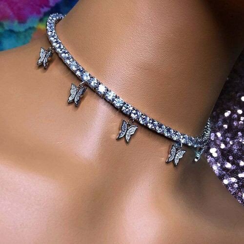 Fashion 2 In 1 Butterfly Necklace-silver