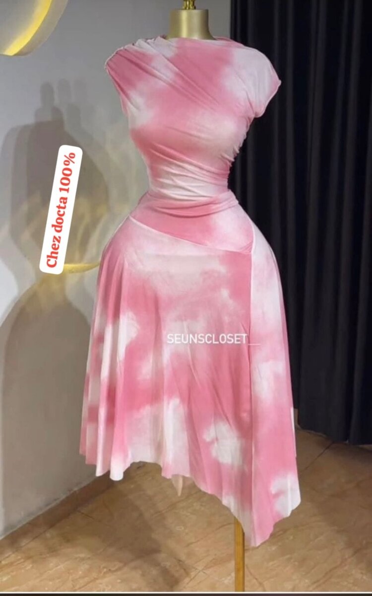Robe Asymétrique Tie-Dye Rose