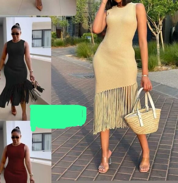 Robe Midi En Tricot à Franges