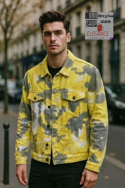 Veste en jean tie-dye homme