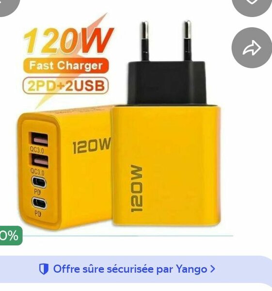 Chargeur rapide 120W 2PD 2USB