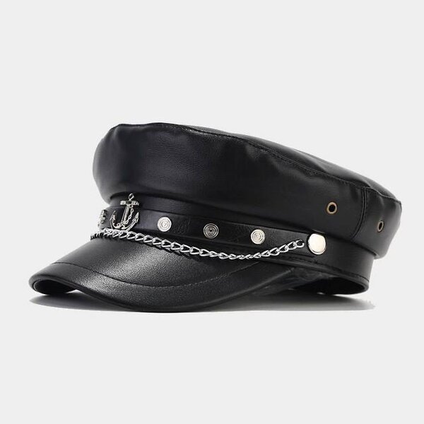 Casquette style marin en cuir
