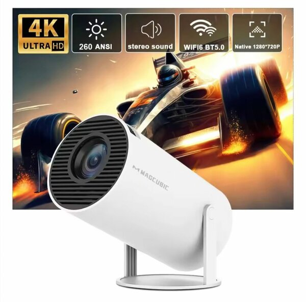 Hy 300 pro 4k Android multimedia Box pack projector.